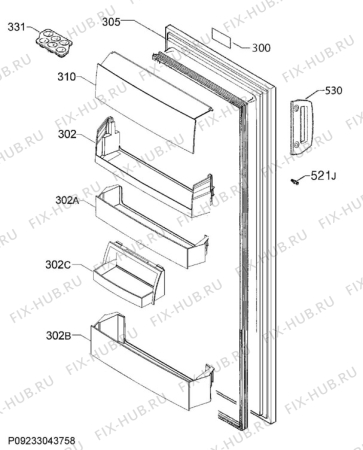 Взрыв-схема холодильника Electrolux ERS2002AOW - Схема узла Door 003