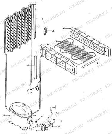 Взрыв-схема холодильника Zanussi ZF120T - Схема узла Cooling system 017