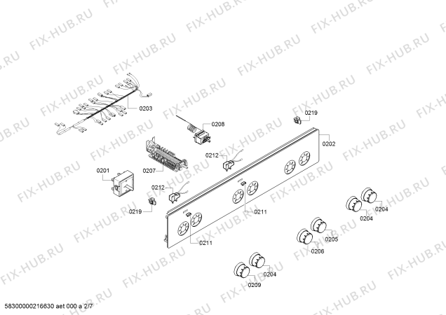 Взрыв-схема плиты (духовки) Bosch HXA070G20T - Схема узла 02