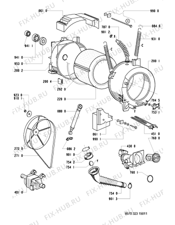 Взрыв-схема стиральной машины Whirlpool AWM 323/4 - Схема узла