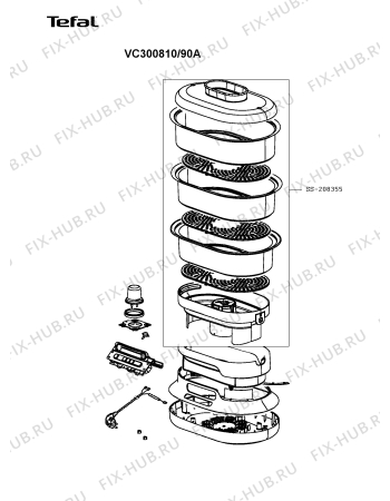 Взрыв-схема мультиварки (пароварки) Tefal VC300810/90A - Схема узла 3P004284.3P2