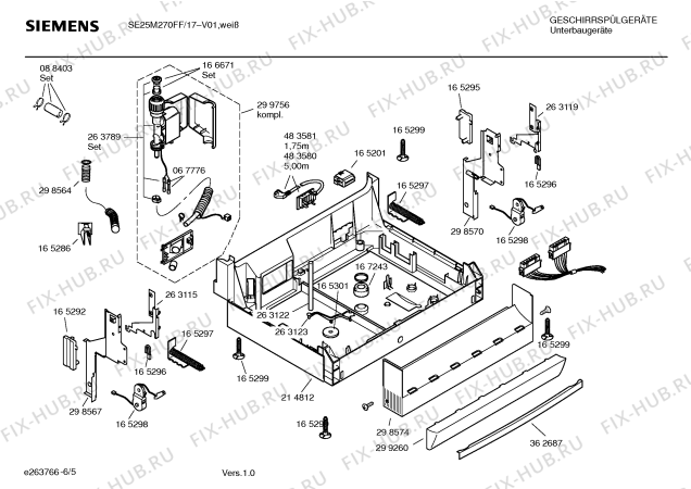 Взрыв-схема посудомоечной машины Siemens SE25M270FF - Схема узла 05
