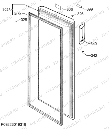 Взрыв-схема холодильника Zanussi ZFU25144WA - Схема узла Door 003
