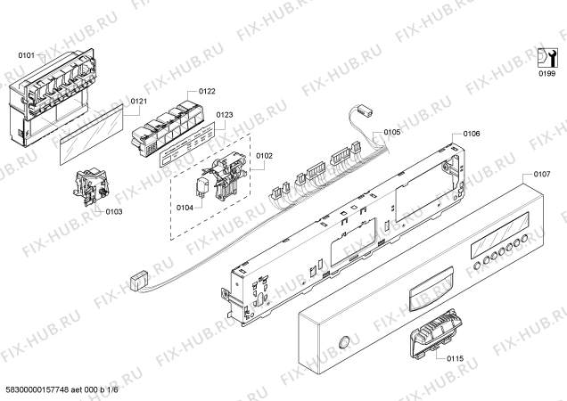 Схема №1 SHE45R55UC SilencePlus 48 dBA с изображением Регулировочный узел для электропосудомоечной машины Bosch 00706335