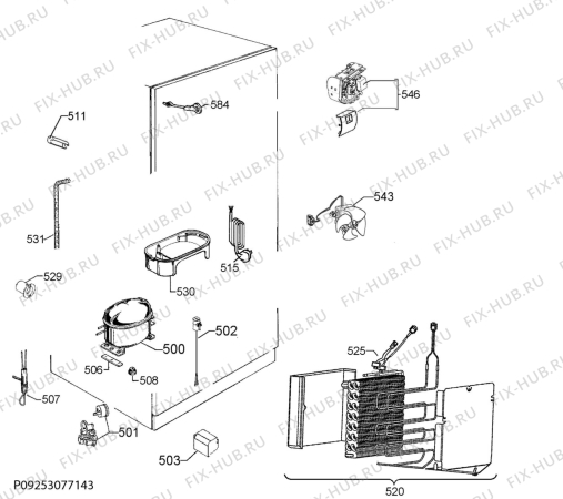 Взрыв-схема холодильника Ikea KYLIG 00282354 - Схема узла Cooling system 017