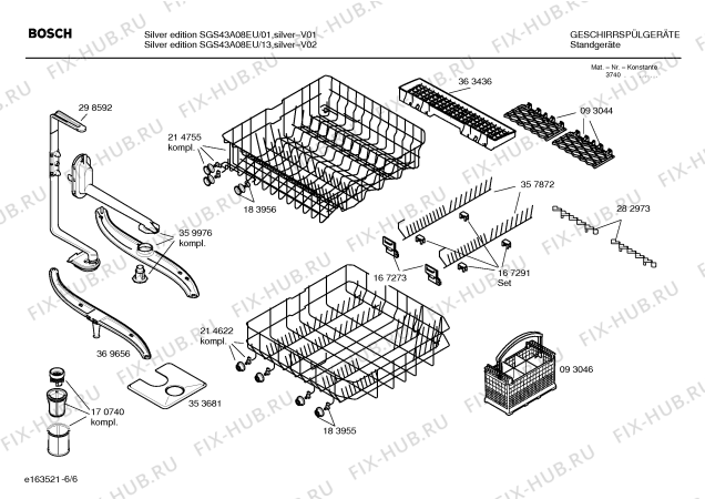 Взрыв-схема посудомоечной машины Bosch SGS43A08EU Silver edition - Схема узла 06