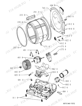 Схема №1 AWZ 460 с изображением Блок управления для сушилки Whirlpool 480112100455