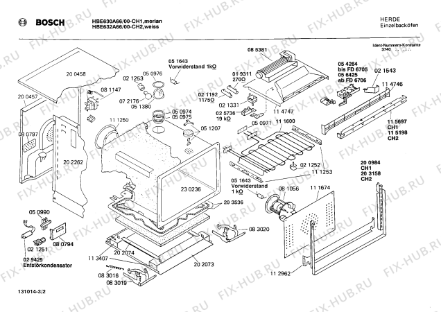 Взрыв-схема плиты (духовки) Bosch HBE632A66 - Схема узла 02
