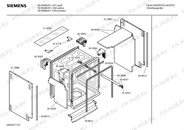 Взрыв-схема посудомоечной машины Siemens SE56480 - Схема узла 03