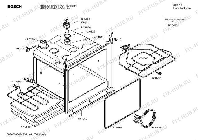 Взрыв-схема плиты (духовки) Bosch HBN330570S - Схема узла 03