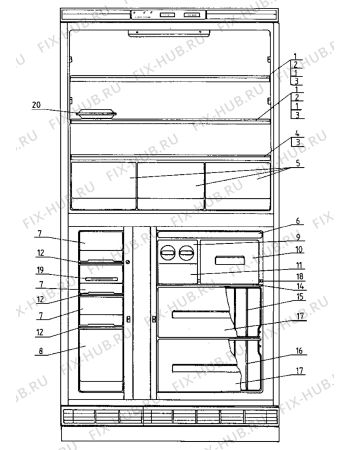 Взрыв-схема холодильника Electrolux ER4670S - Схема узла Internal parts