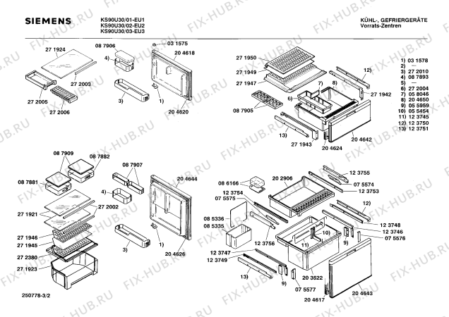 Схема №1 KS90U20 с изображением Столешница для холодильника Siemens 00204639