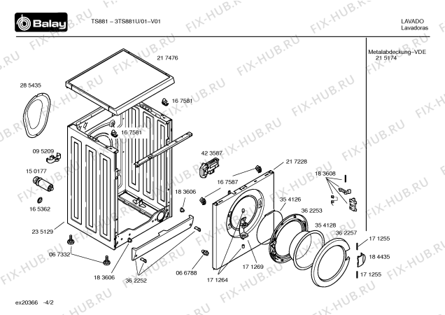 Схема №1 3TS881U ts881 с изображением Панель управления для стиралки Bosch 00365003
