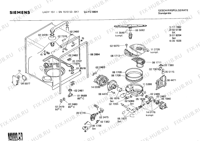 Взрыв-схема посудомоечной машины Siemens SN151053 - Схема узла 02