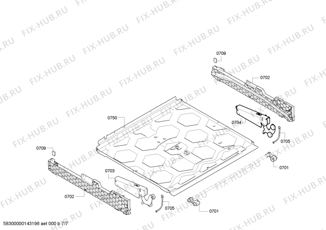 Взрыв-схема плиты (духовки) Neff B45E54N0GB - Схема узла 07