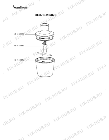 Взрыв-схема блендера (миксера) Moulinex DD876D10/870 - Схема узла 6P005865.0P2