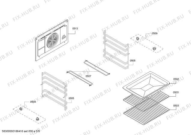 Взрыв-схема плиты (духовки) Bosch HBA63B152B H.BO.PY.L3D.IN.GLASS.B1c.X.E3_C/// - Схема узла 05