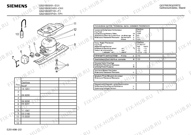 Взрыв-схема холодильника Siemens GS21B03TP - Схема узла 02