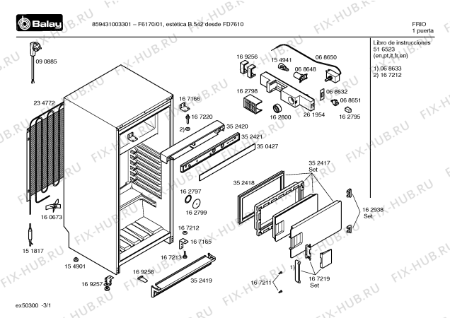 Схема №1 F6170 с изображением Ручка двери для холодильной камеры Bosch 00167219