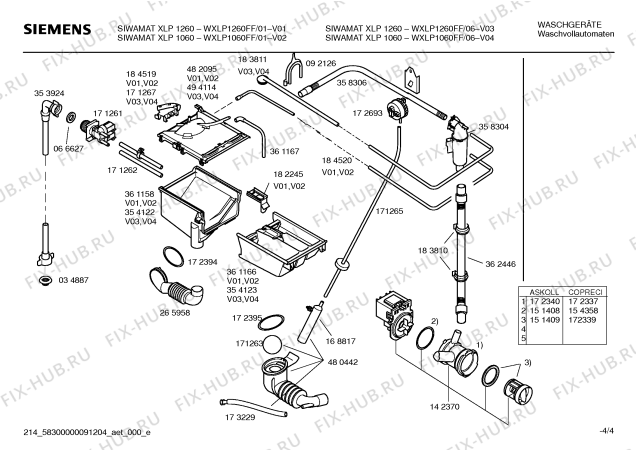 Схема №1 WXLP1260FF Siwamat XLP1260 с изображением Инструкция по эксплуатации для стиралки Siemens 00589390