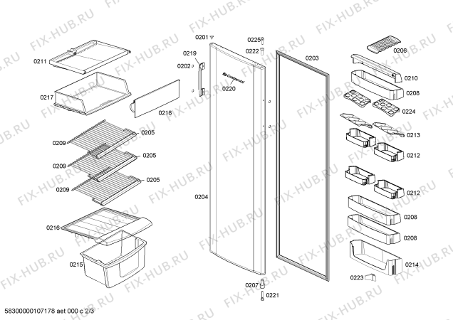 Взрыв-схема холодильника Continental RSG385006K CONTINENTAL - Схема узла 02