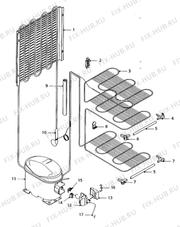 Взрыв-схема холодильника Electrolux EU1040T/CH - Схема узла Cooling system 017