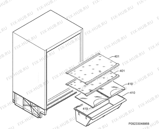 Взрыв-схема холодильника Electrolux UK1205SR - Схема узла Internal parts