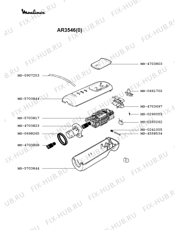 Взрыв-схема блендера (миксера) Moulinex AR3546(0) - Схема узла MP000934.6P2