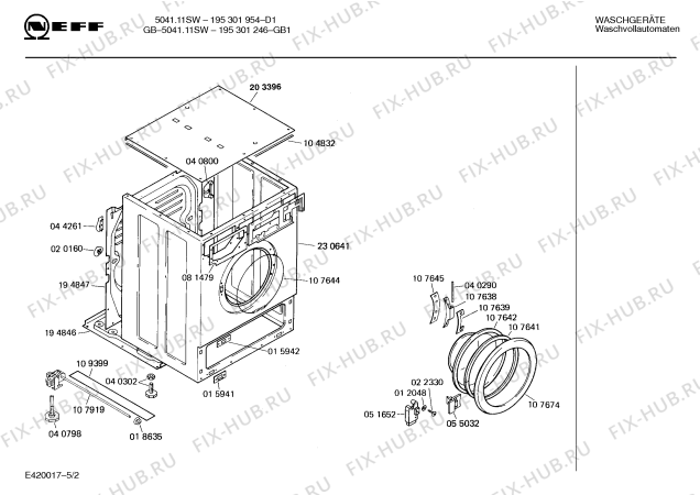 Взрыв-схема стиральной машины Neff 195307246 GB-5041.12SW - Схема узла 02