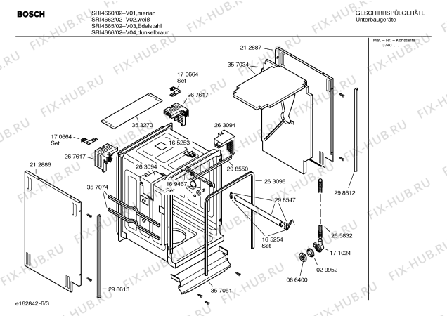 Схема №4 SRU4665 Silence comfort с изображением Панель для посудомоечной машины Bosch 00357065