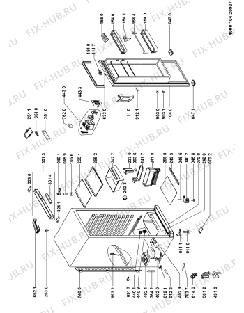 Схема №1 WM1865 X с изображением Элемент корпуса для холодильной камеры Whirlpool 481055452753
