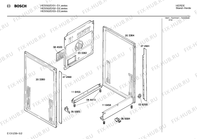 Взрыв-схема плиты (духовки) Bosch HES502D - Схема узла 02