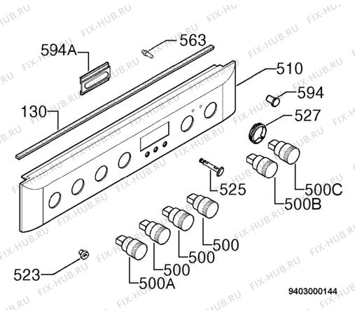 Взрыв-схема плиты (духовки) Zanussi ZCC6600W - Схема узла Command panel 037