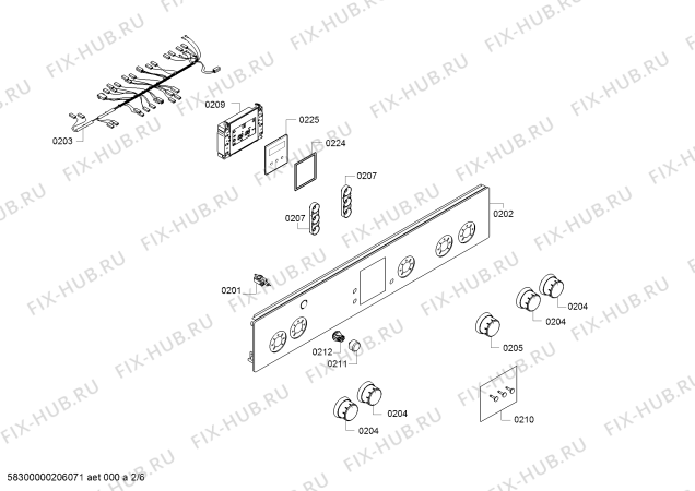Схема №1 HGA243255M с изображением Панель управления для плиты (духовки) Bosch 00700534
