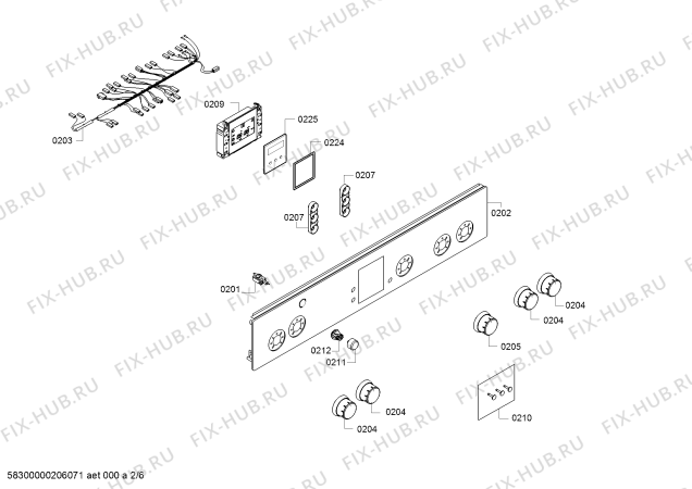 Взрыв-схема плиты (духовки) Bosch HGA24W355R - Схема узла 02