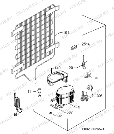 Взрыв-схема холодильника Aeg Electrolux ATK1371 - Схема узла Cooling system 017
