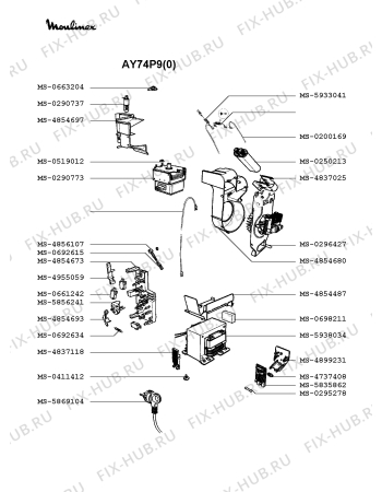 Взрыв-схема микроволновой печи Moulinex AY74P9(0) - Схема узла NP002302.7P2