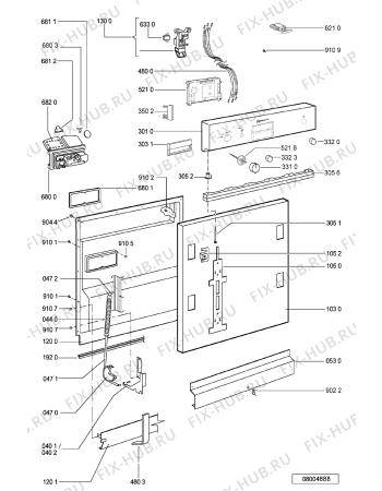 Взрыв-схема посудомоечной машины Whirlpool ADG 8533 WH - Схема узла