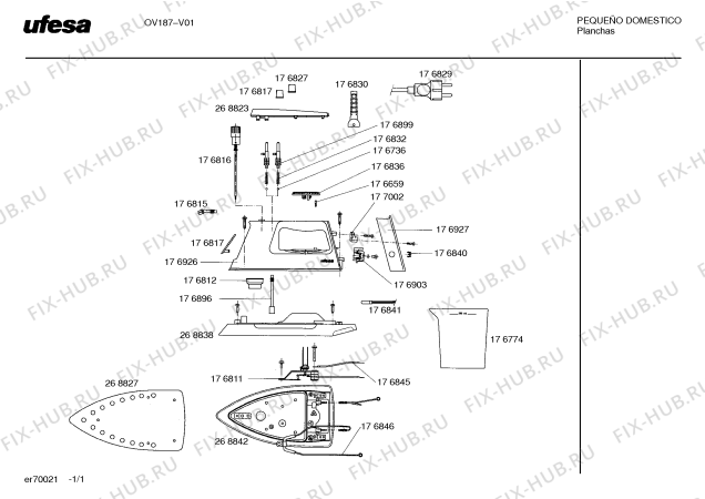 Схема №1 OV186 с изображением Корпус датчика для утюга (парогенератора) Bosch 00268842