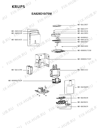 Схема №3 EA829850/70C с изображением Сопло, насадка, капучинатор для электрокофемашины Krups MS-8030000223