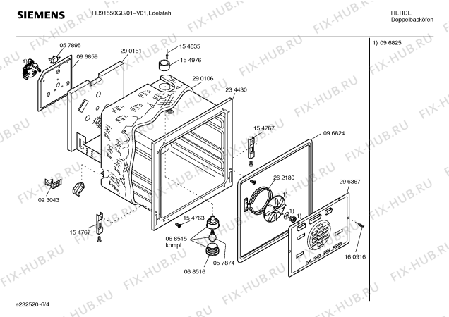 Взрыв-схема плиты (духовки) Siemens HB91550GB - Схема узла 04