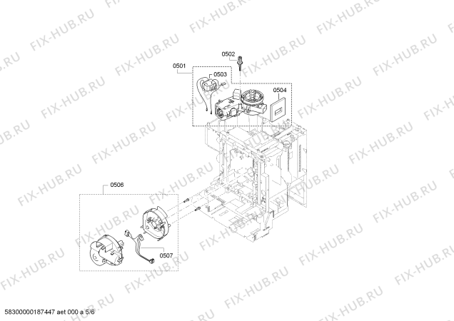 Взрыв-схема кофеварки (кофемашины) Siemens TE525F19DE EQ.5 extraKLASSE - Схема узла 05