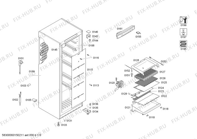 Схема №1 3FCL1453 с изображением Ручка двери для холодильной камеры Bosch 00652972