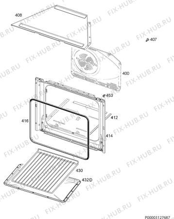 Взрыв-схема плиты (духовки) Zoppas PZB32701XA - Схема узла Oven