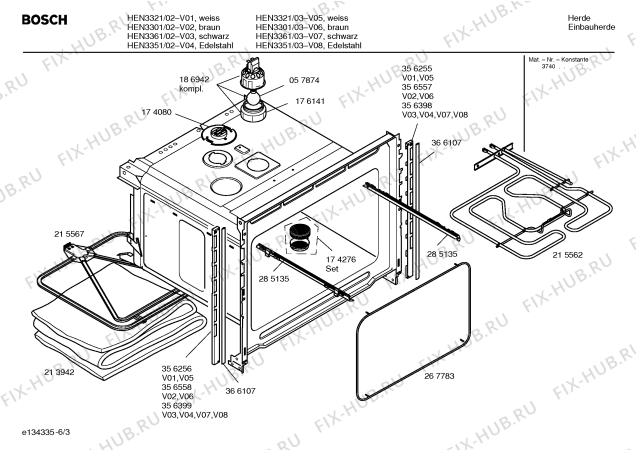 Схема №1 HEN3301 с изображением Инструкция по эксплуатации для плиты (духовки) Bosch 00581014