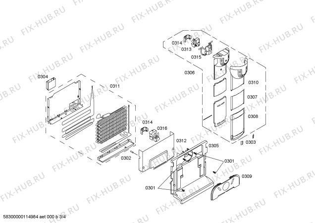 Взрыв-схема холодильника Siemens KG36U193EU - Схема узла 03