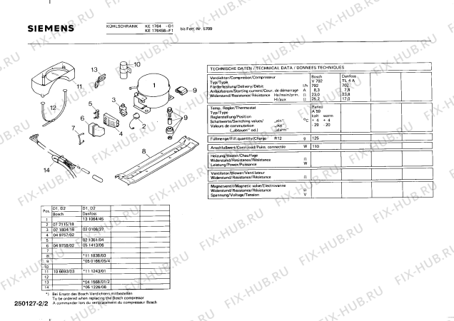 Взрыв-схема холодильника Siemens KE1764 - Схема узла 02