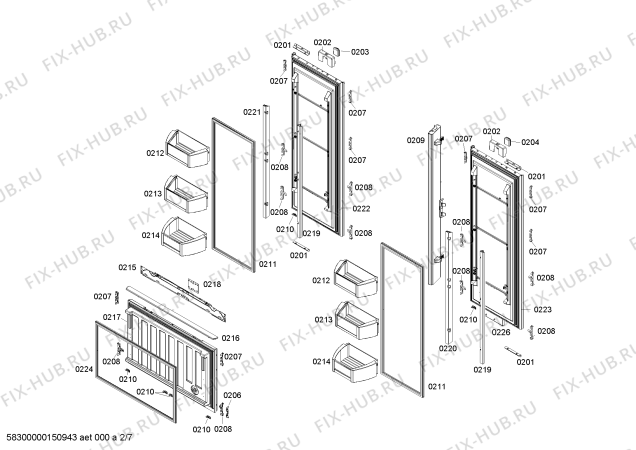 Схема №4 B36ET71SN с изображением Монтажный набор для холодильника Bosch 00700114