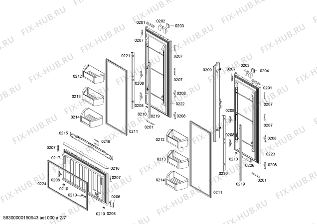 Схема №4 B36IT71SN с изображением Крышка для холодильника Bosch 00702446