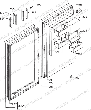 Взрыв-схема холодильника Electrolux TR90 - Схема узла Door 003
